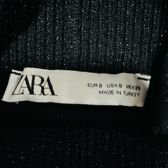 Zara Black Turtleneck Shoulder-Pad Sweater Metalic Long Sleeve Mini Dress - Picture 12 of 13